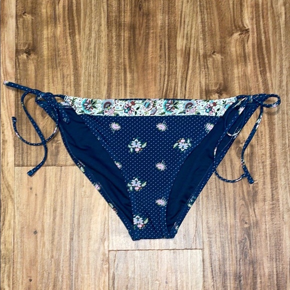 Shade & Shore womens bikini bottom XL 16 Navy blue polka dot tie high leg NWT - Picture 3 of 10